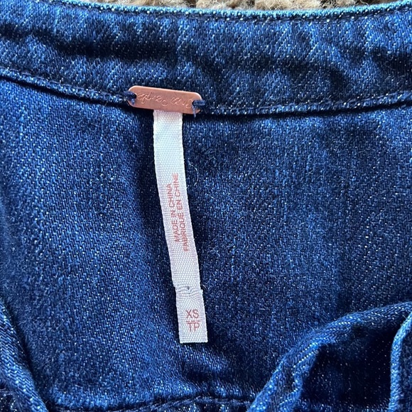 Free People XS Denim Lace Up Plunge Tunic - Picture 8 of 9